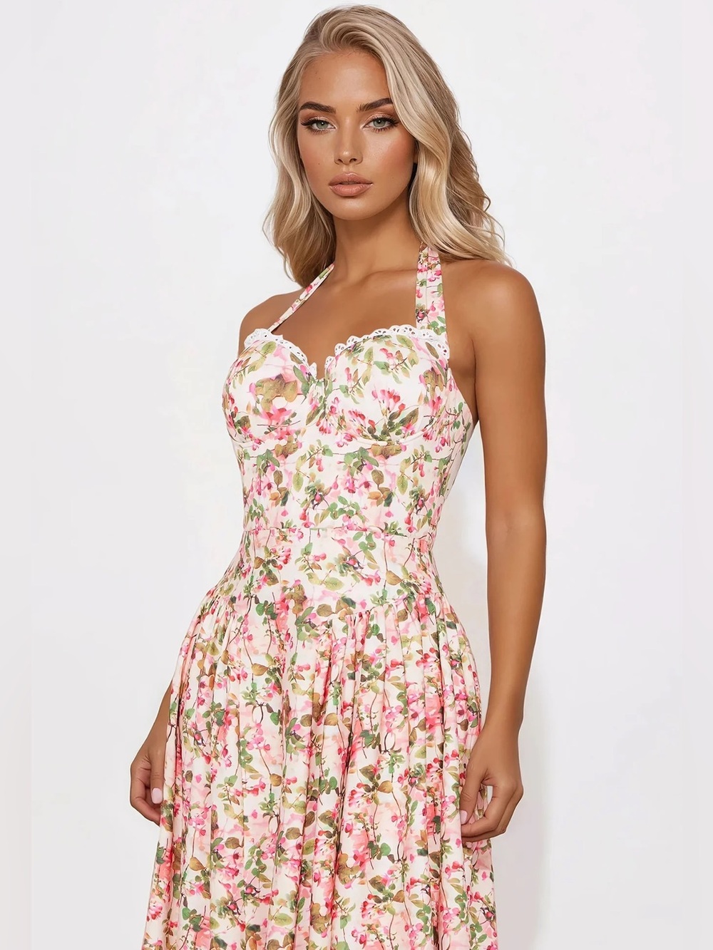 NWOT Fashion Nova Jaida Orange Bustier Floral A Line Maxi Dress Medium